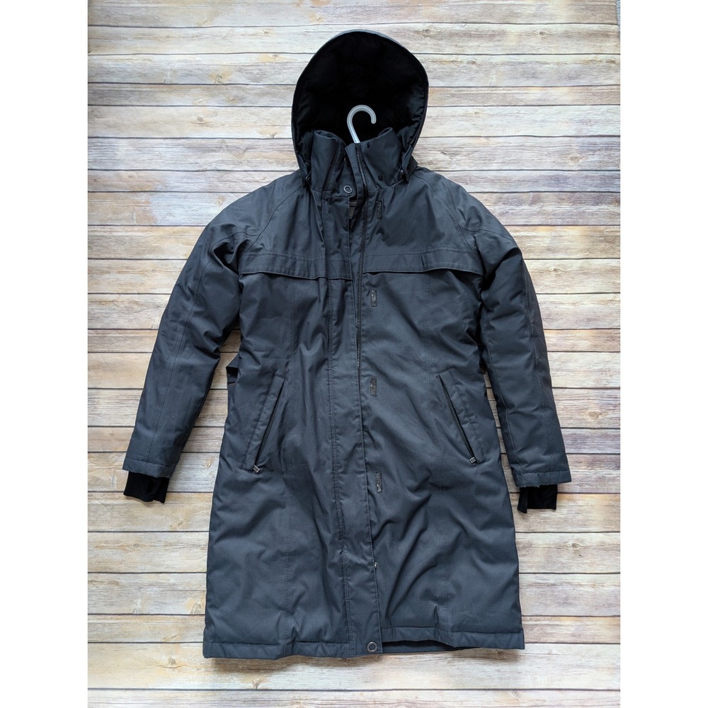 Columbia Omni-Heat Long Parka Jacket Womens M Black Insulated Hooded Winter Coat